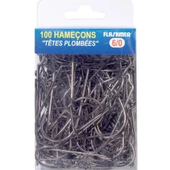 100 Hameçons Flashmer 60° pour Têtes Plombées