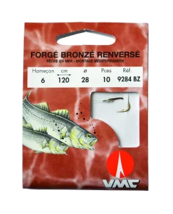 10 Hameçons Montés Water Queen Forgé Bronzé Renversé Méditerranéen 9284 BZ 120 cm