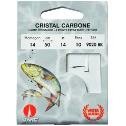 10 Hameçons montés Water Queen cristal carbone 9020 BK 50 cm