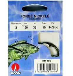 10 Hameçons Montés Water Queen Spécial Mer Forgé Nickelé 9408 NI 120 cm