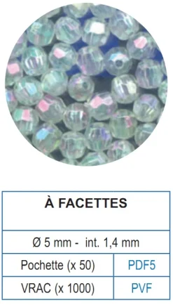 1000 Perles à facettes 5 mm Ø int 1,4 mm