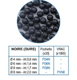 1000 Perles noires dures 8 mm Ø int 2 mm