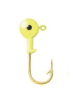 5 têtes plombées peintes jaune Hameçon bronzé