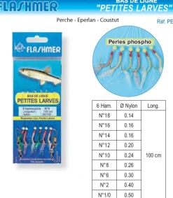 Bas de Ligne Flashmer Petites Larves 6 Hameçons