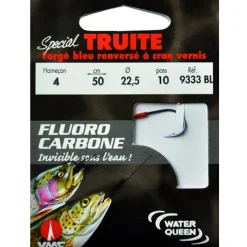 Hameçons montés Water Queen Fluorocarbone spécial truite forgé bleu renversé