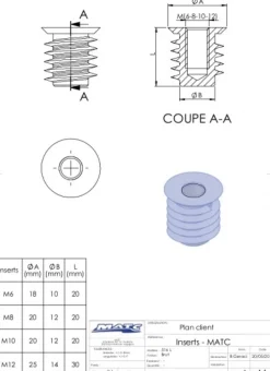 Insert étanche inox MATC - Diamètre 8