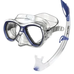 Kit Masque silicone Tuba purge Snorkeling Seac sub Elba Bleu Femme et Enfants 8-14 ans