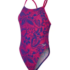 Maillot de bain Allover Tie-Back Speedo Chroma Blue/ Electric Pink