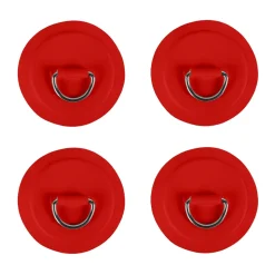 Pack 4 anneaux inox D-Ring avec patch Rouge