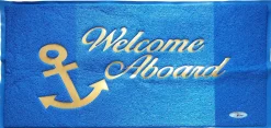 Paillasson Welcome on Board bleu