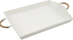 Plateau en bois Décomarine avec anses cordage chanvre 39 x 28 cm