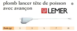 Plomb tête de poisson avec avançon sachet de 50
