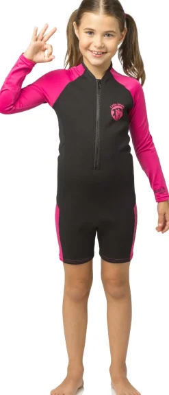 Shorty de Natation enfant Cressi Little Shark L.S - 2 mm - Black/Pink