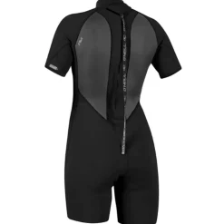Shorty femme manches courtes O'neill Reactor 2 mm back zip Noir