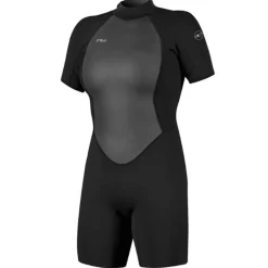 Shorty femme manches courtes O'neill Reactor 2 mm back zip Noir