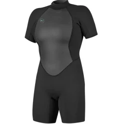 Shorty femme manches courtes O'neill Reactor 2 mm back zip Noir