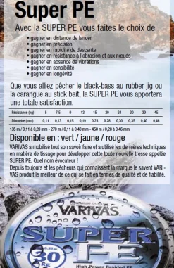 Tresse de pêche Varivas Super PE verte 135 m