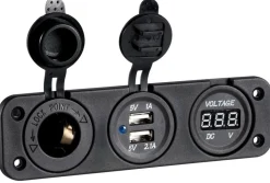 Voltmètre Osculati numérique 8/32 V - double prise USB - prise allume-cigare