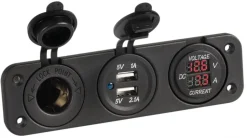 Voltmètre/Ampèrmètre Osculati numérique - double prise USB - prise allume-cigare